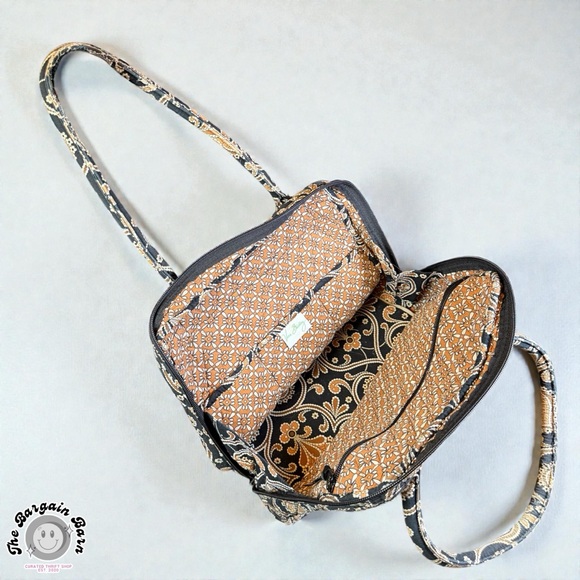 Vera Bradley Café Latte Y2K Quilted Bowler Shoulder Bag Brown Tan Zip Top Purse - Picture 5 of 7